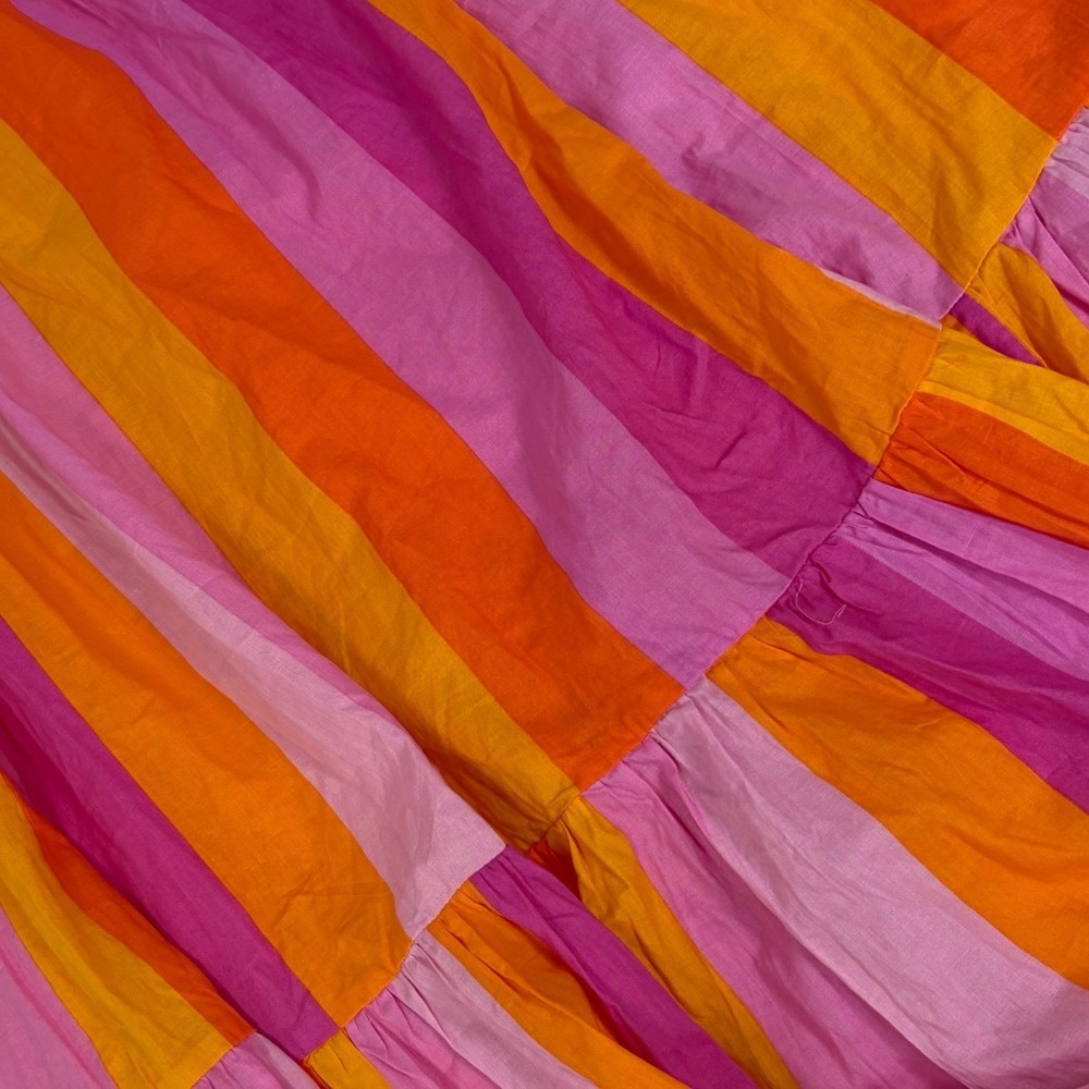 BuddyLove Gerty Maxi Dress NWT M Pink Orange Stripe Halter Smocked Cotton Resort - Picture 6 of 10